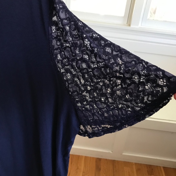 WOMAN WITHIN Lace Sleeve Tunic V-Neck Tee Shirt Women’s Plus Size 4X 34/36 - Picture 5 of 16